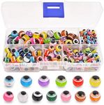 SILANON Fishing Eye Beads Assorted Set, 310pcs Mixed Color Fishing Line Beads Bait Eggs Round Plastic Fishing Rig Beads Kit for Fishing Lures Texas Carolina Rig Freshwater Saltwater 5mm/6mm/8mm/10mm