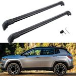 MotorFansClub Top Roof Rack Cross Bar, Luggage Rack Cargo Rail Fit for Jeep Compass 2017 2018 2019 2020 2021 2022 Aluminum Black