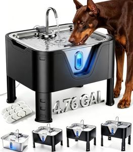 4.75Gal/ 18L Large Dog Water Fountain Elevated Dog Water Bowl & 3 Filters