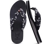 KuaiLu Flip Flops for Women with Arch Support Yoga Mat Comfortable Summer Beach Walking Thong Cushion Sandals Slip On Indoor Outdoor, Black White, 7