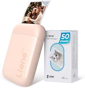 Liene Portable Photo Printer, 2x3 Mini Instant Color Mono Picture Printer w/ 50 Zink Adhesive Sheets, Bluetooth 5.0, Compatible w/iOS & Android, Small Photo Printer for Smartphones, Pink