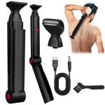 PENYUY Back Shavers for Men, Foldable Body Shavers for Men with 2 Floating Shaver Heads, Long Handel Electric Back Razor, Mens Body Groomer for Back, Chest, and Shoulders - Rechargeable Hair Trimmer