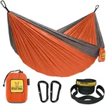 Wise Owl Outfitters Camping Hammock - Portable Hammock Double Hammock Camping up to 500lbs, Accessories for Outdoor, Indoor w/Tree Straps, Double Orange & Grey