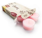 Sandalwood Rose Tealight Candles - Highly Scented with Natural Oils - 6 Pink Hand Poured Tea Lights - Clear Container for Beautiful Candlelight - Incense & Earth Collection