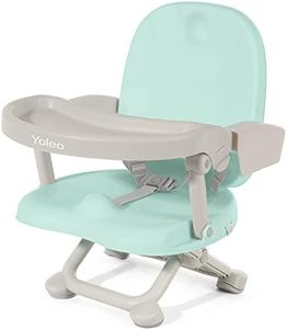 Yoleo Portable High Chair for Babies and Toddlers, Baby Booster Seat for Dining Chair, 6 Months to 3 Years, 15 kg, Height Adjustable, with Removable Tray Green