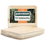 HAAGO 40 Rectangular Palm Leaf Trays 15x25cm - Eco-Friendly, Compostable & Disposable, Microwave & Freezer Safe for Outdoor Dining & Picnics (12" x 10" Rectangle, 12 Pack)
