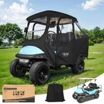 10L0L 4 Passenger Golf Cart Enclosures for Club Car Precedent with Security Side Mirror Openings, Waterproof Portable Transparent Golf Cart Cover Storage Driving Enclosure - 4-Sided Black