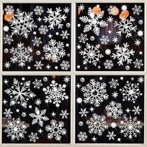 Glitter Snowflake Window Clings, 147PCS Silver Sparkling Christmas Window Clings Winter Wonderland Decorations for Home Christmas Party (Glitter Snowflake)