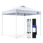 FANPAT 8x8 Pop Up Canopy Tent,300D Silver-Coating Top,Easy Setup Pop Up Canopy Tent Instant Portable Shelter with Hand Bag, Bonus 8 Stakes (White)