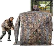 FUNHORUN Hunting Blind 360 Degree See Through Ground Blind with Carrying Bag, 3/4 Person Pop Up Camouflage Tent Portable Concealed Shelter