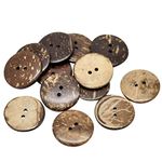 SUPVOX 50pcs Round Wooden Buttons 2 Holes Vintage Sewing Buttons for Craft Embellishments