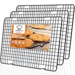 GDDGCUO Cooling Rack, 15.7" x 10" Baking Rack, Non-Stick Coating and Heavy Duty Wire Cookie Rack, Oven and Dishwasher Safe, Wire Rack for Cooling, Bacon and Cookie (3-Pack, Black)