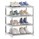 NIAWECAN Shoe Rack Small, 4-Tier Small Shoe Rack, Mini Shoe Organizers, Slim Shoe Shelf Small Shoe Storage Shoe Stand Organizer for Entryway, Hallway and Corner Space Saving White