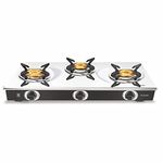 Vidiem Gas Stove S3 213 A SLEEK (Black) | Stainless Steel 3 Burner Gas Stove | Manual Ignition | Safety, Reliability, High Efficiency | ISI Certified