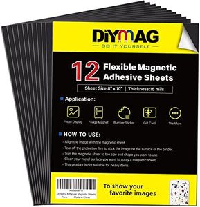 DIYMAG Magnetic Adhesive Sheets, |8" x 10"|, 12 Pack Flexible Magnetic Sheets with Adhesive Backing for Crafts, Photos and Pattern Storage, Easy to Peel and Stick