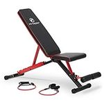 Fit Theory Adjustable Workout Bench, 705LB Capacity Weight Bench for Bench Press, Includes Resistance Bands, Foldable Design for Home Gym