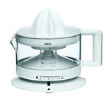 Braun House Hold CJ3000 Electric Citrus Press, 350 ml Bowl with Scale, Adjustable Pulp Control, Automatic Start/Stop, Cable Storage - White