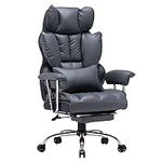 Efomao Ergonomic Office Chair, Big and Tall High Back Office Chair, PU Leather Wide Computer Office Chair Executive Office Chair Lumbar Support Leg Rest for Heavy People (Dark Grey)