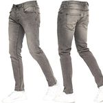 Crosshatch Stretch Slim Fit Jeans Mens Denim Designer Trousers Pants by JeanBase Light Grey 32W X 32L