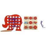 Skillofun - H-4C Wooden Sewing Toy Elephant, Multi Color SF-1 Wooden Nine SSorter, Multi Color