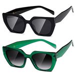 kimorn Sunglasses for Women Men Trendy Retro Trendy Sun Glasses 90’s Vintage Y2K Oversize Square Frame Shades Sunnies K1354 (Black+Green Frame Gradient Grey Lens)