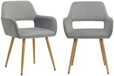 Ovela Set of 2 Elise Velvet Dining Chairs (Light Grey) - OVE2PDCHRGB