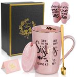 Sister Gifts from Sister - Side by Side Or Miles Apart Sisters Mug - Unique Birthday Gifts for Sister, Little, Big Sister, Soul Sister, BFF - Ceramic Marble Sister Sock Gifts Coffee Mug 14 Oz Pink