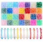 SANNIDHI® 1400Pcs 6mm Glass Beads for Bracelet Making, Gradient Crystal Beads for Jewellery Making Kit, 28 Colors Round Beads Set for Women Girls Earring Necklace Making DIY Crafts