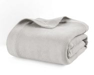 Lane Linen Blankets Queen Size – 100% Cotton, All-Season Soft & Breathable Bed Blanket, 440 GSM Woven Texture, Lightweight & Cozy Summer Blanket, 90"x90" – Silver
