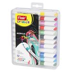 FLAIR Creative Series Acrylic Paint Pen Set | Non-Toxic & Provides Excellent Coverage | Ideal For Mandala Art, Doodling, Drawing, Sketching, Colouring & Shading | 12 Shades Pack