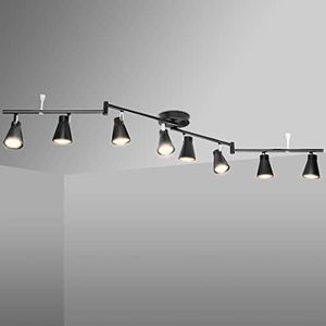 LABOREDUCER Flexible Track Lighting Fixture, Foldable Ceiling Spot Light with Adjustable 8 Light Heads, GU10 Track Light Kit for Kitchen Bedroom Living Room Matte Black (Bulbs Not Included)