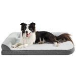 Lesure Large Dog Bed Washable - Orthopedic Dog Sofa Bed with Removable Cover, Waterproof Dog Pillow for Humans with L-Shape Bolster, Grey Squre Pet Bed Fits up to 32kg, 91x69x16cm