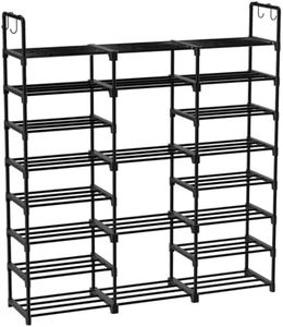 Zapatero de 8 Niveles, 46-50 Pares de Zapatos Grandes, Botas, Organizador de Almacenamiento, Estante Apilable de Metal para Armario, Entrada, Pasillo, Negro
