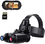 BUTXET Head-Mounted Night Vision Goggles with 32GB SD Card, 2.7" Screen, 984FT Infrared Viewing, Rechargeable Battery Powered Binoculars for Adults, Hands Free Night Vision Binoculars Goggles