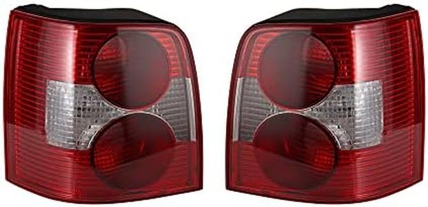 Astra Depot Red Housing Clear Lens Tail Lights Brake Lamp Compatible with 2001-2005 VW Passat B5 B5.5 Variant Wagon, Left + Right Pair Assembly