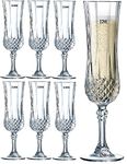 BINZO Glass Elegant Luxury Champagne Flute Glasses | Set of 6, 160 ml | Tall Slim Wine Glasses