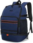 MIER Basketball Backpack Bags Sports Gym Backpacks with Shoe Compartment and Ball Holder for Adult Men Large Soccer Volleyball Football Equipment Gear Bag,Dark Blue