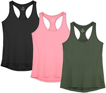 icyzone Workout Tank Tops for Women - Racerback Athletic Yoga Tops, Running Exercise Gym Shirts(Pack of 3) (Solid Black/Pale Pink/Dark Green, M)