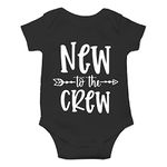 Belle Homie New To The Crew - New Little Cousin - Funny Cute Infant Creeper, One-Piece Baby Bodysuit, Black, Newborn