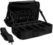 |Not Made In China| Makeup Bag Travel Case, Train Case for Cosmetics, Portable Beauty Organizer, Cosmetic Storage Bag With Adjustable Dividers For Make Up and Brushes