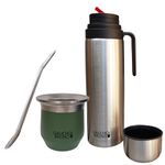 Gaucho Bruno - Stainless Steel Thermal Mate for Drinking Yerba Mate | Easy to Clean | Maintains Drink Temperature | with Bombilla | and 1 Litre Flask with Iconic Precision Pour Spout pico Cebador