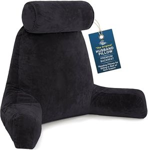 Husband Pillow XXL - Reading Pillow Bed Chair with Arms & Back Support - Black - Back Pillow for Bed Sitting Up - Bed Rest Arm Pillow - Comfy Reading Pillow for Adults