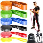 FitBeast Resistance Bands Set, 6 Levels Exercise & Pull Up Bands with Handles & Door Anchor for Strength Training, Home & Gym Workouts (6-Piece Set 5-170 lbs)
