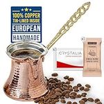 Volarium CRYSTALIA Premium Quality Handmade Turkish Coffee Pot, Turkish Coffee Maker, Cezve, Greek Coffee Pot, Arabic Coffee Pot, Hammered Copper, Copper Coffee Pot, Butter Pot, Copper Pot