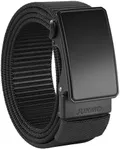 JUKMO Men's 1.5" Nylon Ratchet Belt, Casual Web Click Tactical Belt with Slide Buckle for Jeans, No Holes Adjustable Trim to Fit(Black,Large)