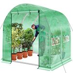 Solution4Patio Portable Tunnel Walk-in Greenhouse, 6.6' x 6.6' x 6.6', Serre de Jardin, W/ Unhindered Zipper Door, 4 Screen Windows, Thicker PE Mesh Cover, Heavy Duty Galvanized Frames, #G318A00