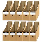 DUDSOEHO Magazine File Holder【10 Pack】- Cardboard Magazine Holder with Labels, A4 File Holder Document Storage Folder Dividers Desktop Organiser for Home School Office