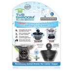 TubShroom Black Revolutionary Tub Drain Protector Hair Catcher, Strainer, Snare, with StopShroom Plug, Combo Pack with Silicone Stopper