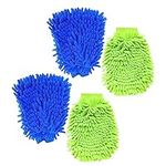 BNFGD 4Pcs Car Wash Mitt,Car Mitt for Washing,Double Sided Microfiber Car Wash Mitts Car Wash Glove Reusable Cleaning Gloves Super Absorbent Microfibre Gloves Microfibre Cloth(Blue,Green).