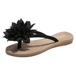 Women's Sandals Toe Separator with Flowers Platform Flip Flops Summer Slippers Indoor Outdoor Slippers EVA Slippers Slides Leisure Beach Shoes Elegant Platform Peeptoe Leisure Sandals, black, 39 EU